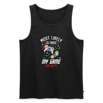 Weihnachten Gamer Gaming Pause My Game For Gifts - Männer Premium Bio Tank Top - Schwarz - Vorne - Michal (187cm)