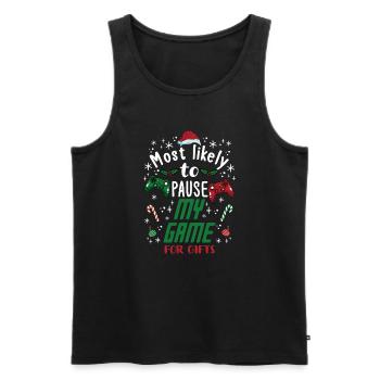 Weihnachten Gamer Gaming Pause My Game For Gifts - Männer Premium Bio Tank Top - Schwarz - Vorne - Michal (187cm)