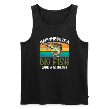 Angler Angeln Geschenkidee Happiness Is A Big Fish - Männer Premium Bio Tank Top - Schwarz - Vorne - Michal (187cm)