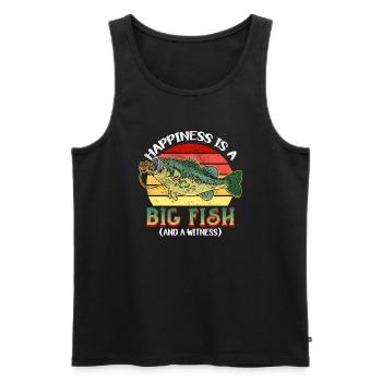 Angler Angeln Geschenkidee Happiness Is A Big Fish - Männer Premium Bio Tank Top - Schwarz - Vorne - Michal (187cm)