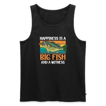 Angler Angeln Geschenkidee Happiness Is A Big Fish - Männer Premium Bio Tank Top - Schwarz - Vorne - Michal (187cm)