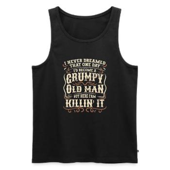Idée de cadeau grand-père grand-père Devenez un vieil homme - Débardeur bio Premium Homme - noir - Devant - Michal (187cm)