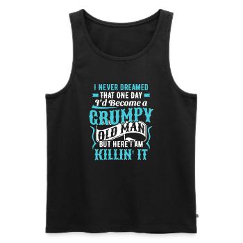 Idée de cadeau grand-père grand-père Devenez un vieil homme - Débardeur bio Premium Homme - noir - Devant - Michal (187cm)