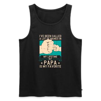 Idée de cadeau papa père fils appelé beaucoup de noms - Débardeur bio Premium Homme - noir - Devant - Michal (187cm)