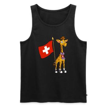 Fan suisse / Girafe suisse - Débardeur bio Premium Homme - noir - Devant - Michal (187cm)