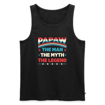 Papa Grand-père disant Papaw L’homme Le mythe La légende - Débardeur bio Premium Homme - noir - Devant - Michal (187cm)