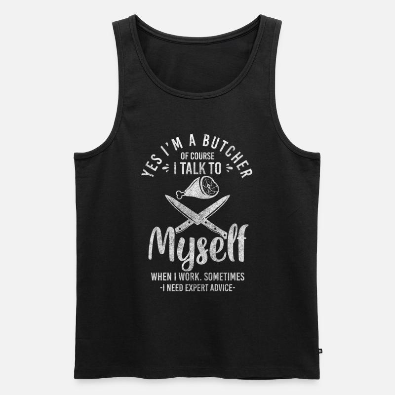 Schlachter Fleisch Beruf Arbeit - Männer Premium Bio Tank Top - Schwarz