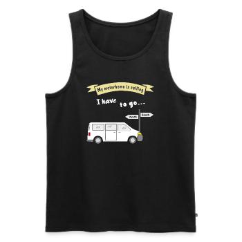 mon camping-car appelle - Débardeur bio Premium Homme - noir - Devant - AI Model Male 178 light (178cm)