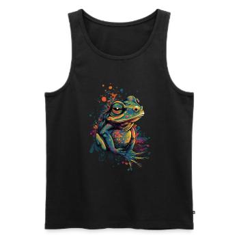Trippy Frog - Psychedelic Motif - Men's Premium Organic Tank Top - black - Front - AI Model Male 178 light (178cm)
