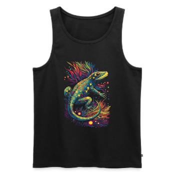Coole trippy Eidechse/Echse mit bunten Pflanzen - Männer Premium Bio Tank Top - Schwarz - Vorne - AI Model Male 178 light (178cm)