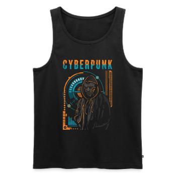Cyborg Steampunk Tech - Männer Premium Bio Tank Top - Schwarz - Vorne - AI Model Male 178 light (178cm)