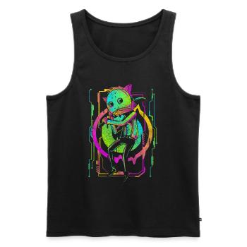 Cyberpunk Roboter Neon Manga - Männer Premium Bio Tank Top - Schwarz - Vorne - AI Model Male 178 light (178cm)