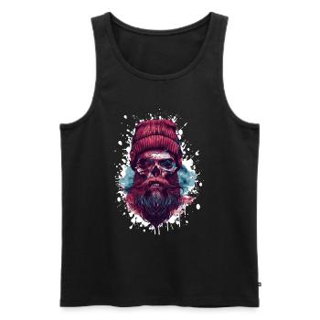 Holzfäller Totenkopf Lumberjack - Männer Premium Bio Tank Top - Schwarz - Vorne - Michal (187cm)