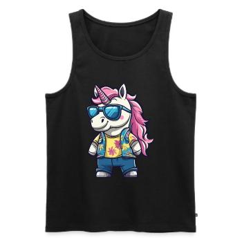 Unicorn Funny Summer - Men's Premium Organic Tank Top - black - Front - Michal (187cm)