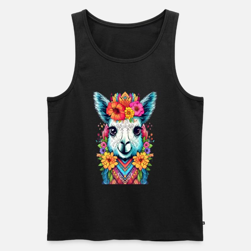 Lama - Männer Premium Bio Tank Top - Schwarz