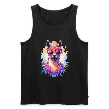 Lama - Männer Premium Bio Tank Top - Schwarz - Vorne - AI Model Male 178 light (178cm)