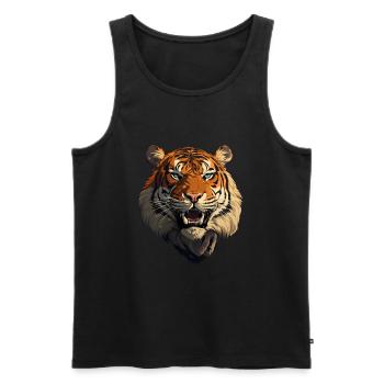 Tiger - Männer Premium Bio Tank Top - Schwarz - Vorne - Michal (187cm)