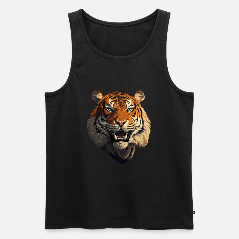 Tiger - Männer Premium Bio Tank Top - Schwarz