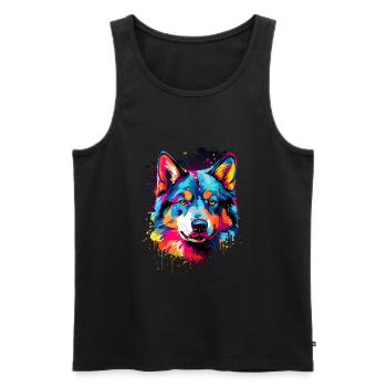 Husky Colorful - Männer Premium Bio Tank Top - Schwarz - Vorne - Michal (187cm)