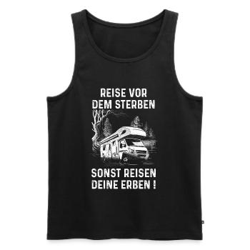 Journey before dying / pensioner, gift idea, Fun - Men's Premium Organic Tank Top - black - Front - AI Model Male 178 light (178cm)