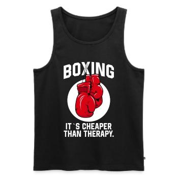 Boxing it´s cheaper than Therapie Boxer Sport - Männer Premium Bio Tank Top - Schwarz - Vorne - AI Model Male 178 light (178cm)