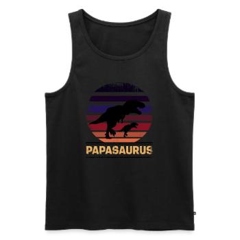 Papasaurus Père Dinosaure Familles Papa - Débardeur bio Premium Homme - noir - Devant - AI Model Male 178 light (178cm)