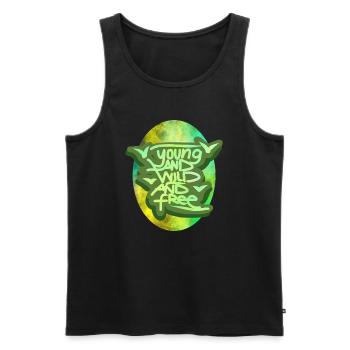 Young and Wild and Free - Handstyle - Männer Premium Bio Tank Top - Schwarz - Vorne - Michal (187cm)