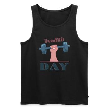 Deadlift Day Powerlifter Fitnesstraining - Männer Premium Bio Tank Top - Schwarz - Vorne - AI Model Male 178 light (178cm)