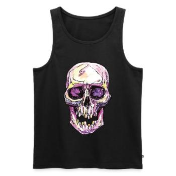Tête de mort avec couleur violette - Débardeur bio Premium Homme - noir - Devant - Michal (187cm)