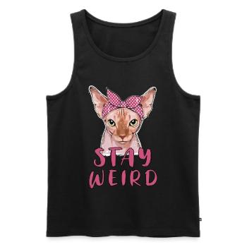 Restez bizarre Sphynx Cat Cat Owner Gift - Débardeur bio Premium Homme - noir - Devant - AI Model Male 178 light (178cm)