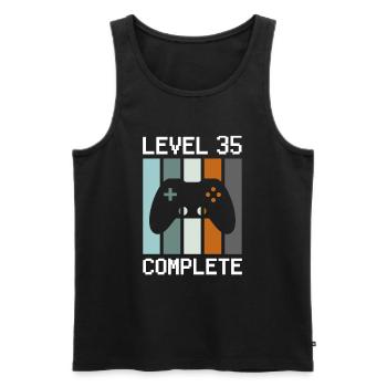 Niveau 35 Anniversaire complet du joueur 35 ans - Débardeur bio Premium Homme - noir - Devant - Michal (187cm)