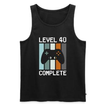Niveau 40 Anniversaire complet du joueur 40 ans - Débardeur bio Premium Homme - noir - Devant - Michal (187cm)