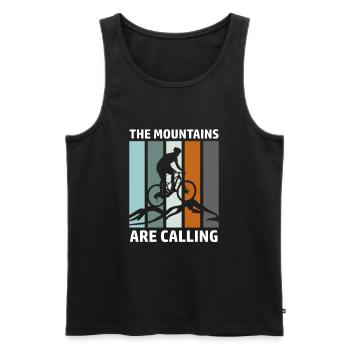 MTB Mountains appelle Mountain Biker Mountains - Débardeur bio Premium Homme - noir - Devant - AI Model Male 178 light (178cm)