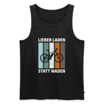 E-Biker Lustiger Spruch Lieber Laden Statt Waden - Männer Premium Bio Tank Top - Schwarz - Vorne - Michal (187cm)