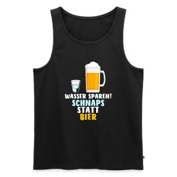 Wasser sparen Schnaps statt Bier Spruch lustig - Männer Premium Bio Tank Top - Schwarz - Vorne - AI Model Male 178 light (178cm)