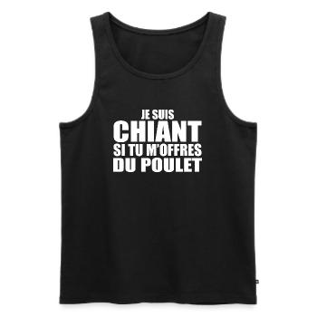 Man Who Adores: Chicken. Funny Design Humor - Men's Premium Organic Tank Top - black - Front - AI Model Male 178 light (178cm)
