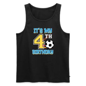 Fußballspieler 4. Geburtstag Fußball Sporttrainer - Männer Premium Bio Tank Top - Schwarz - Vorne - Michal (187cm)