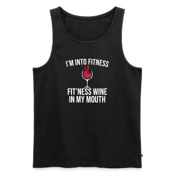 Fitness Boire du vin dans la bouche Amoureux Buveurs - Débardeur bio Premium Homme - noir - Devant - Michal (187cm)