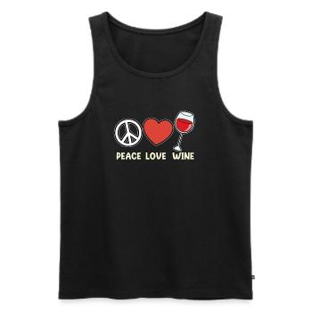 Peace Love Wine Drinking Lovers Buveurs - Débardeur bio Premium Homme - noir - Devant - Michal (187cm)