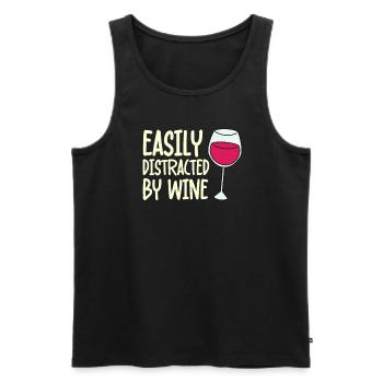 Abgelenkt Durch Wein Trinkende - Männer Premium Bio Tank Top - Schwarz - Vorne - AI Model Male 178 light (178cm)