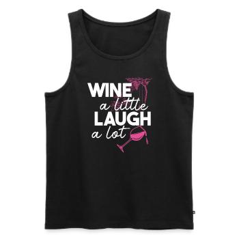 Vin un peu rire beaucoup boire amoureux - Débardeur bio Premium Homme - noir - Devant - Michal (187cm)