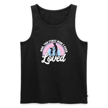 Fête des pères Papa Premier homme J’aimais Papa Papa Papa - Débardeur bio Premium Homme - noir - Devant - Michal (187cm)