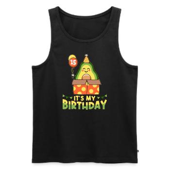 Amateur d’avocat 15ème anniversaire guacamole - Débardeur bio Premium Homme - noir - Devant - Michal (187cm)
