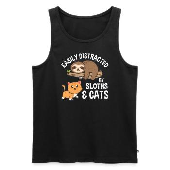 Abgelenkt Von Faultieren Und Katzen Niedliche - Männer Premium Bio Tank Top - Schwarz - Vorne - Michal (187cm)