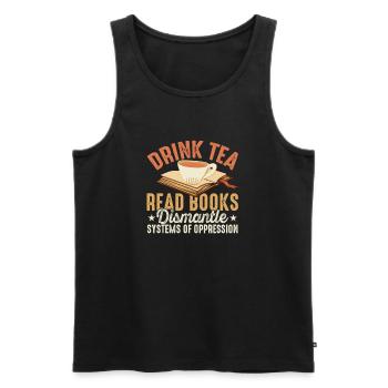 Livres à boire du thé Lire des buveurs de Chai - Débardeur bio Premium Homme - noir - Devant - Michal (187cm)
