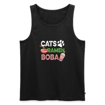 Katzen Ramen Boba Tee Chai Trinker Tee-liebhaber - Männer Premium Bio Tank Top - Schwarz - Vorne - AI Model Male 178 light (178cm)
