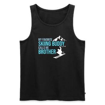 Skiing Buddy m’appelle Brother Ski Snow - Débardeur bio Premium Homme - noir - Devant - AI Model Male 178 light (178cm)