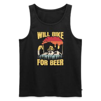 Will Bike For Beer Bike Cycling Lovers - Men's Premium Organic Tank Top - black - Front - Michal (187cm)