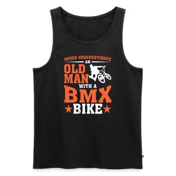 Alter Mann Mit Fahrrad Fahrradfahrer - Männer Premium Bio Tank Top - Schwarz - Vorne - Michal (187cm)