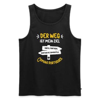 Der Weg Ist Mein Ziel Jakobsweg Camino Portugues - Männer Premium Bio Tank Top - Schwarz - Vorne - Michal (187cm)